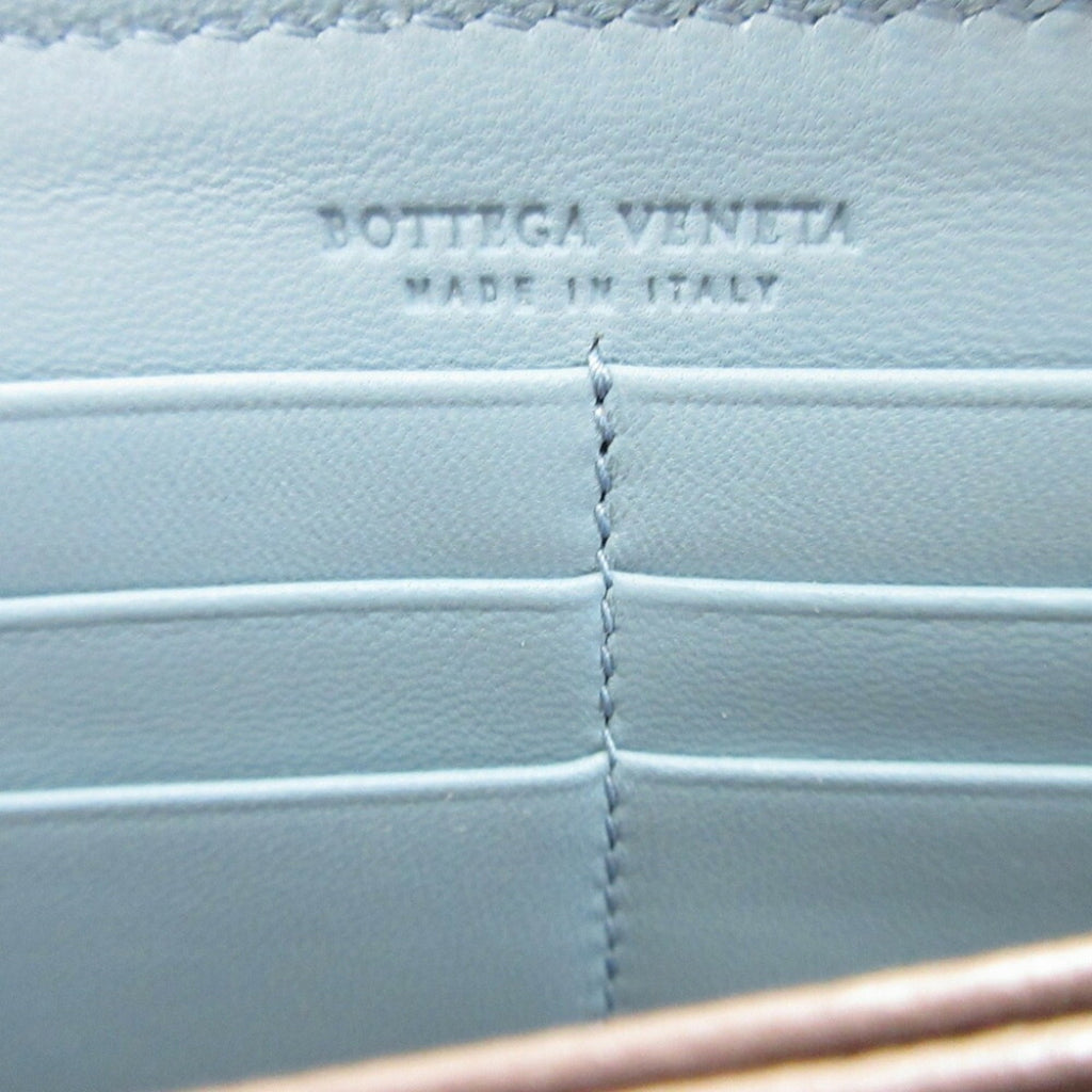 Bottega Veneta Light Blue Leather Long Wallet (Bi-Fold) (Pre-Owned)