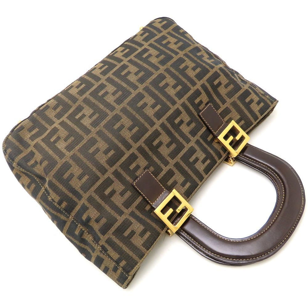 Fendi Zucca Brown Canvas Leather Tote Bag (Pre-Owned)