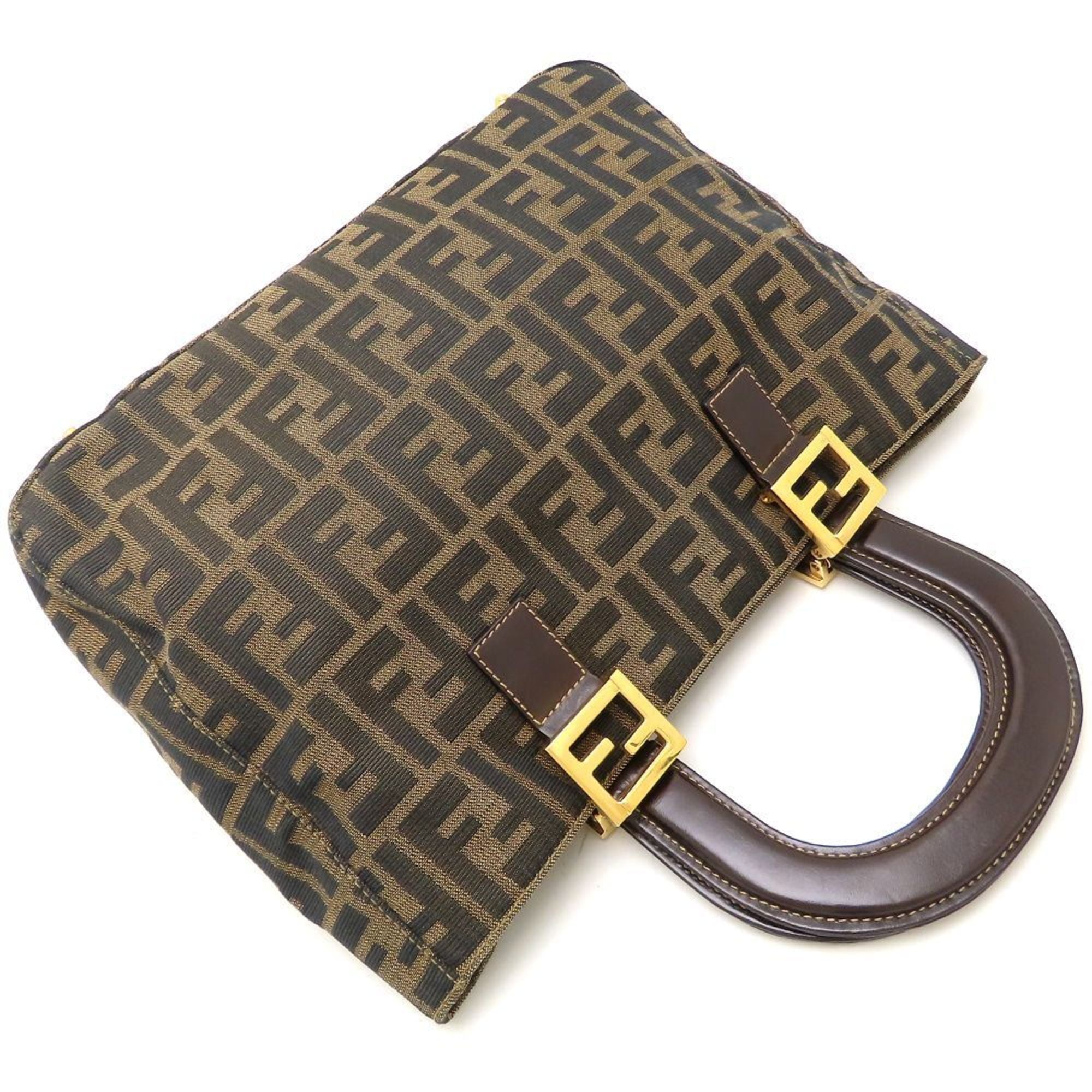 Fendi Zucca Brown Canvas Leather Tote Bag (Pre-Owned)