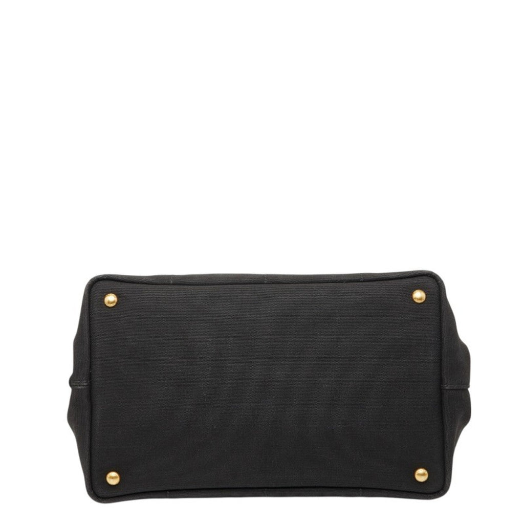 Prada Black Canapa Canvas Handbag (Pre-Owned)
