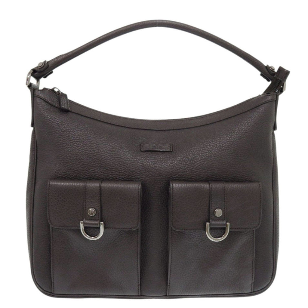 Gucci Dark Brown Leather Handbag Shoulder Bag (Pre-Owned)