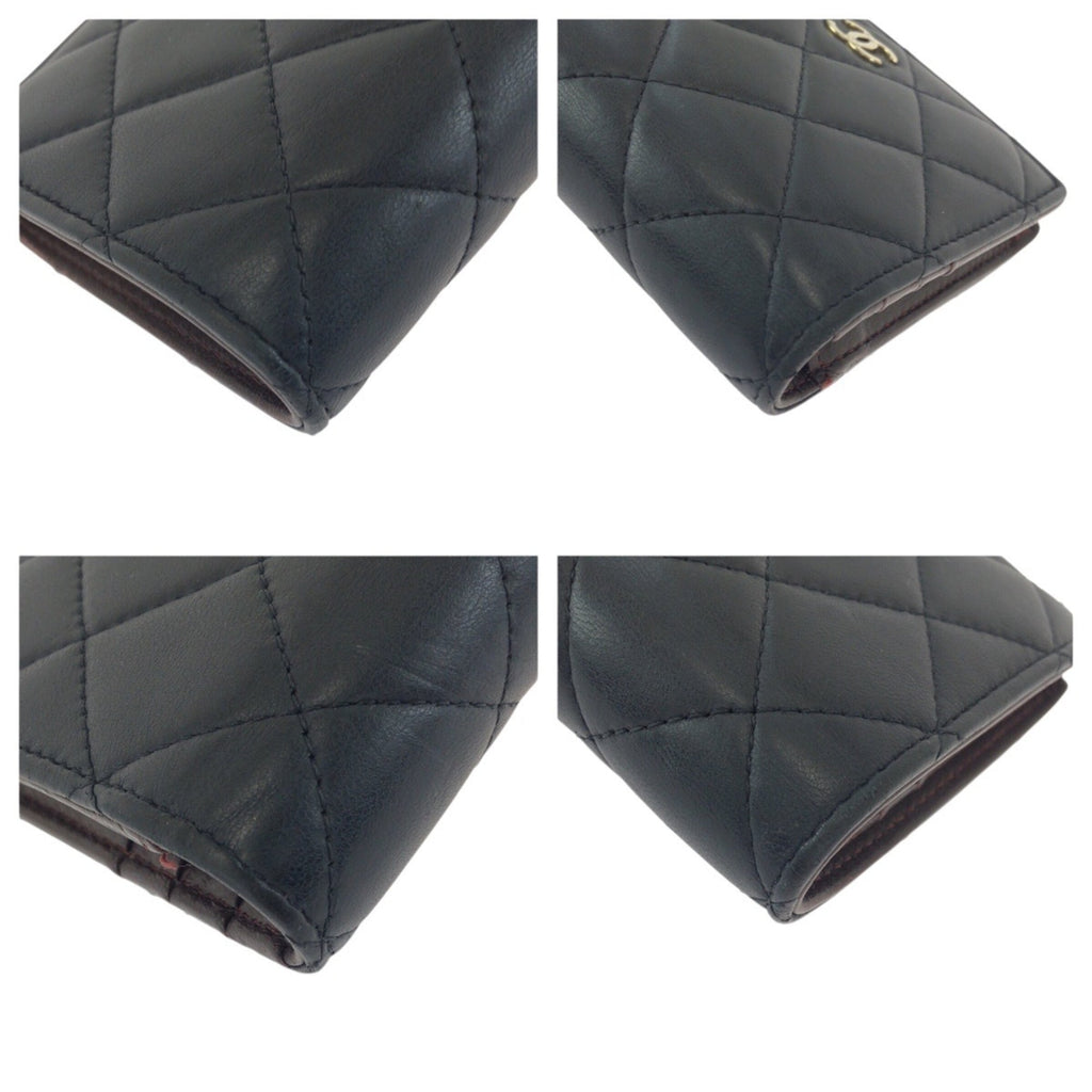 Chanel Matelasse Black Leather Wallet (Bi-Fold) (Pre-Owned)