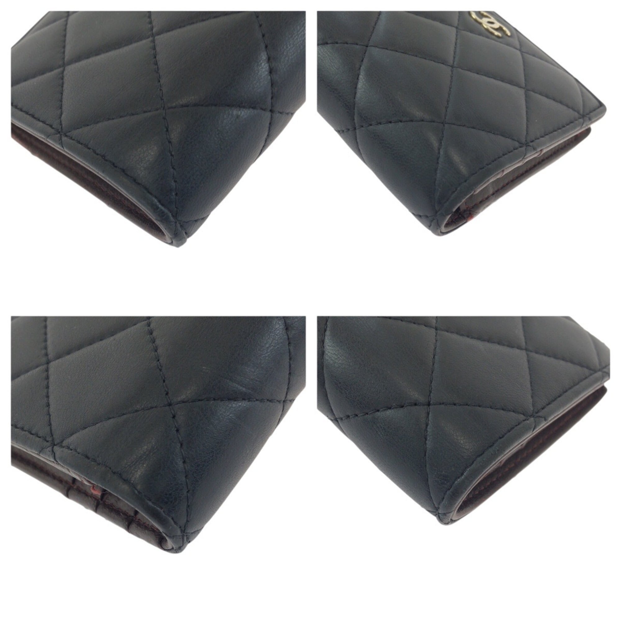 Chanel Matelasse Black Leather Wallet (Bi-Fold) (Pre-Owned)