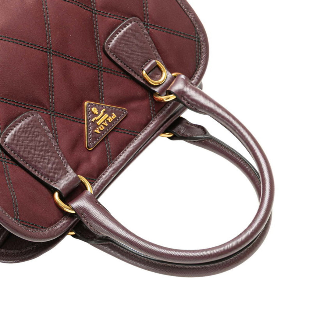 Prada Purple Nylon Leather Handbag Shoulder Bag (Pre-Owned)