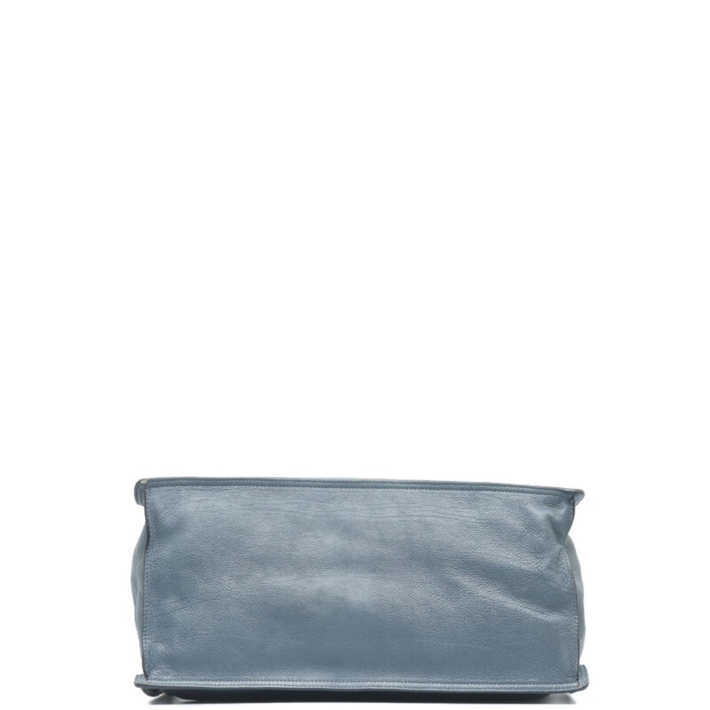 Prada Blue Light Blue Gray Leather Shoulder Bag Tote Bag (Pre-Owned)