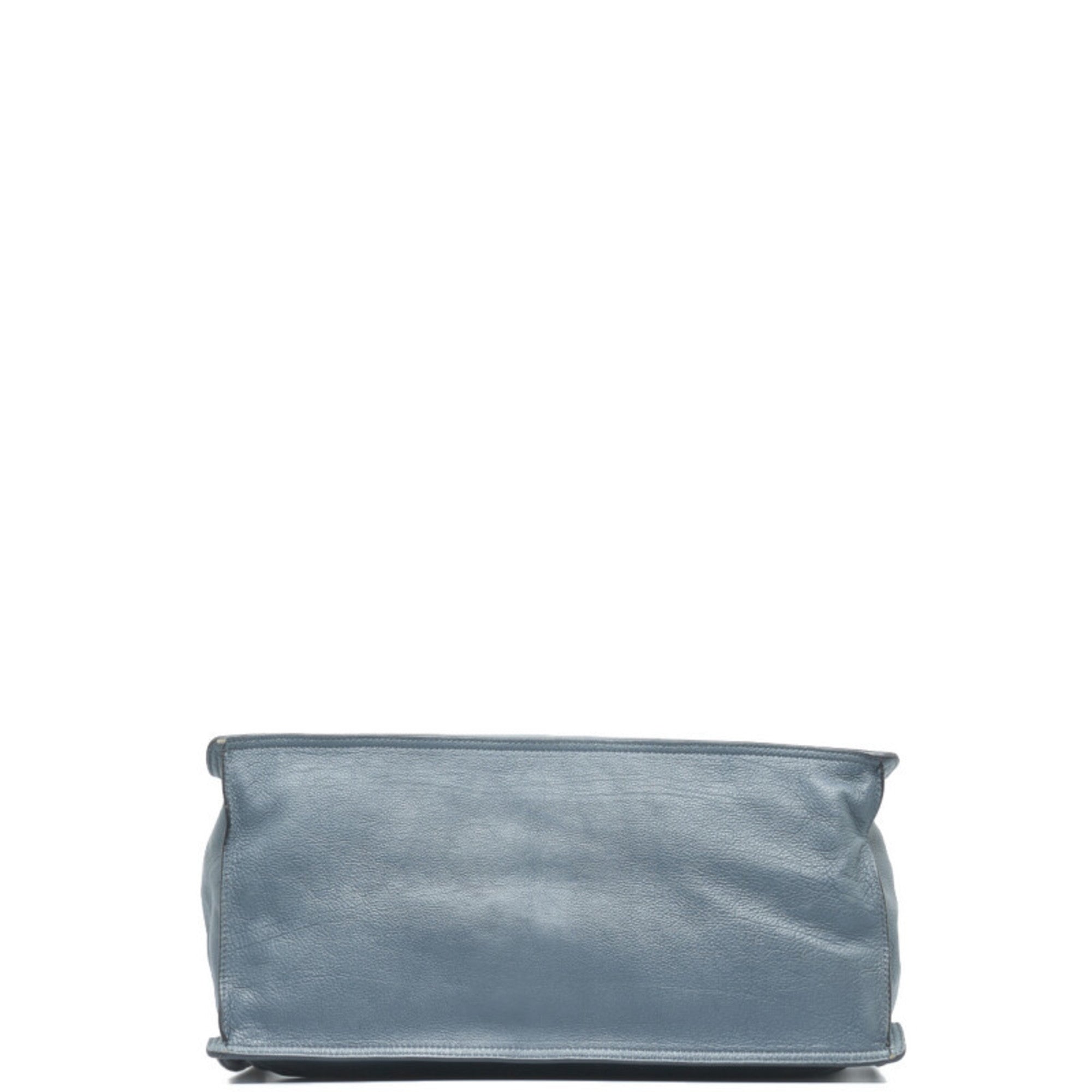 Prada Blue Light Blue Gray Leather Shoulder Bag Tote Bag (Pre-Owned)