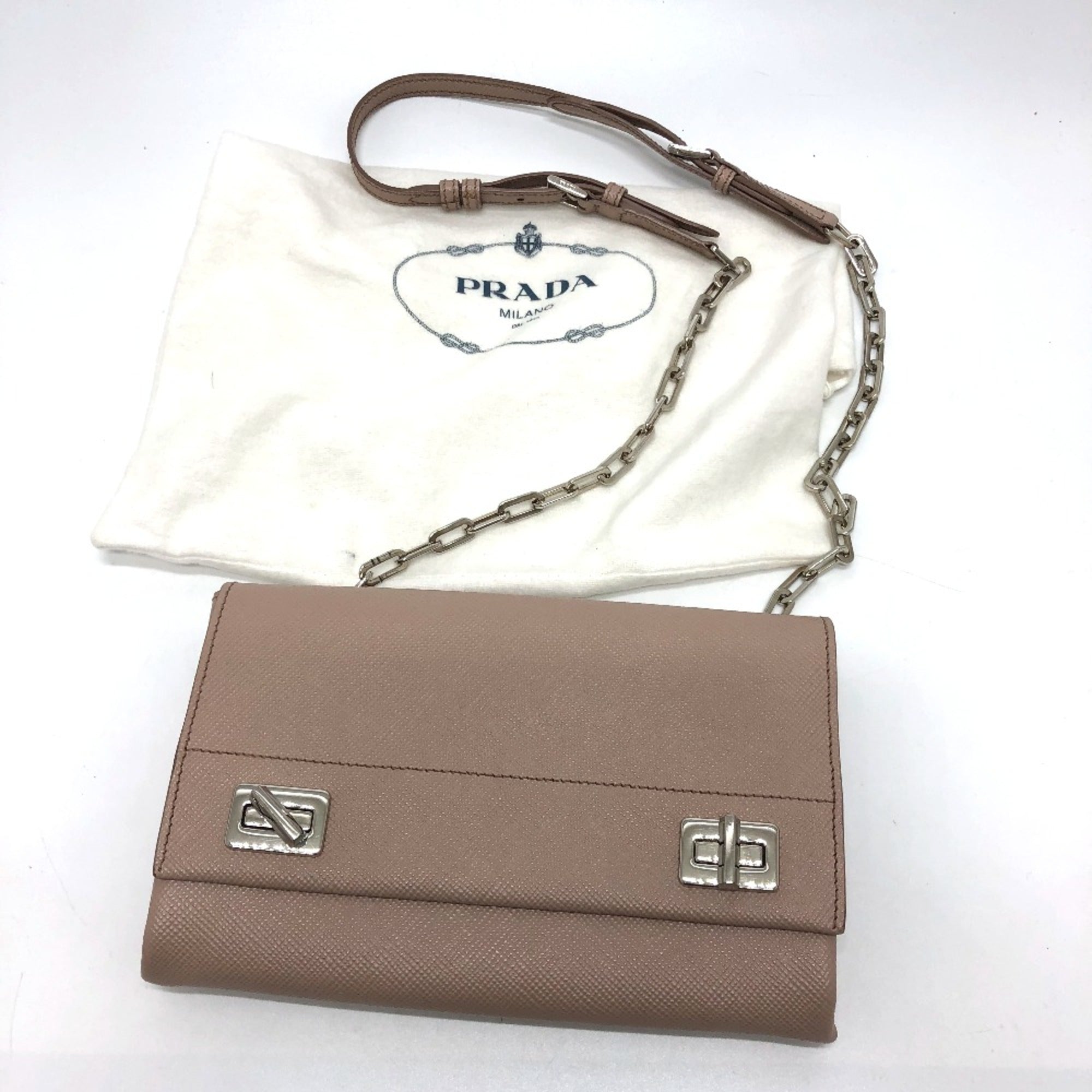 Prada Beige Leather Shoulder Bag (Pre-Owned)