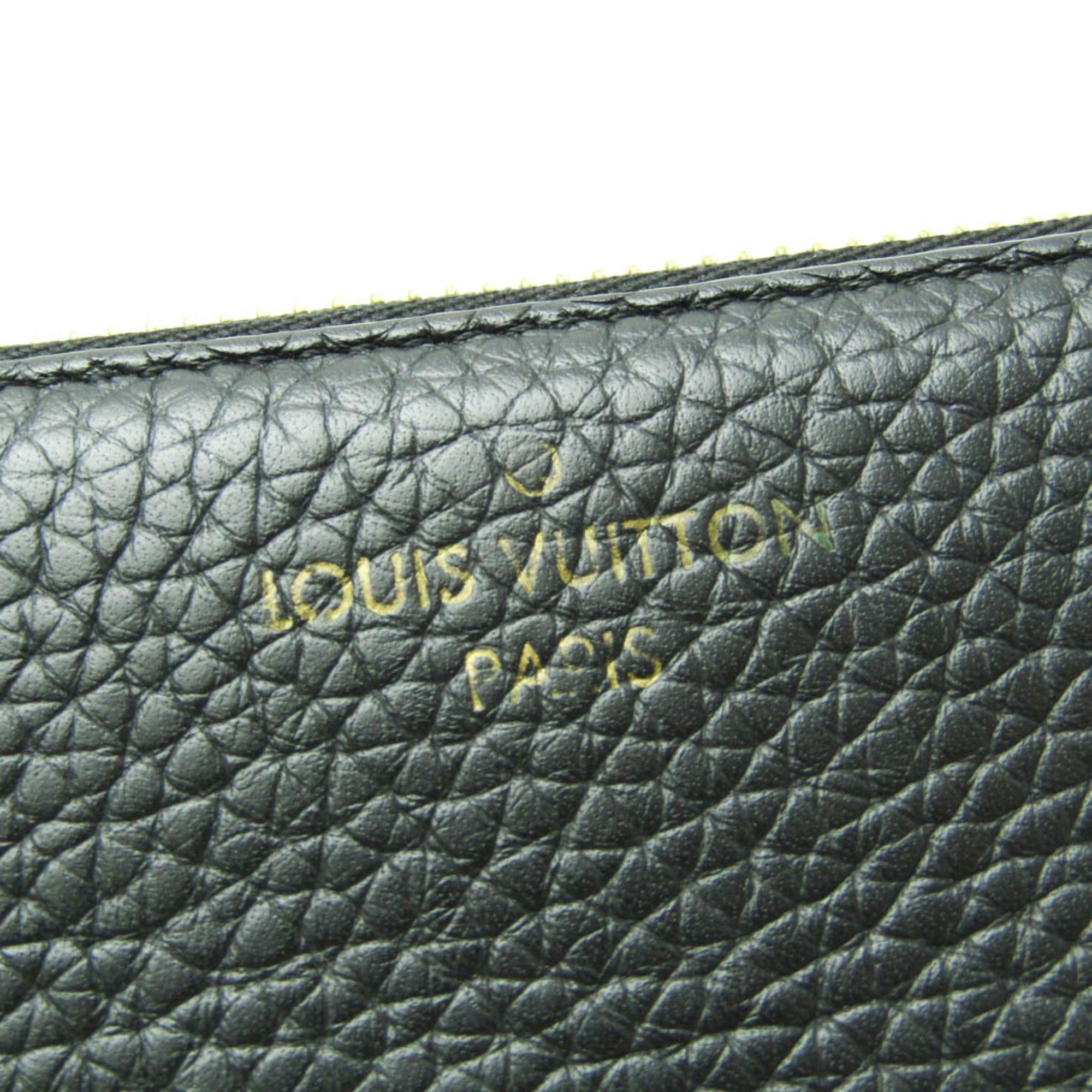 Louis Vuitton Taurillon Noir Leather Long Wallet (Bi-Fold) (Pre-Owned)