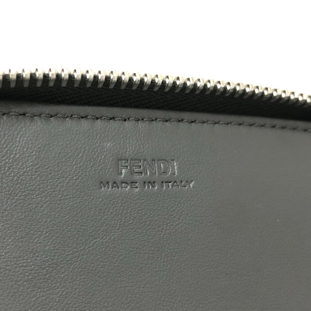 Fendi Gray Leather Long Wallet (Bi-Fold) (Pre-Owned)