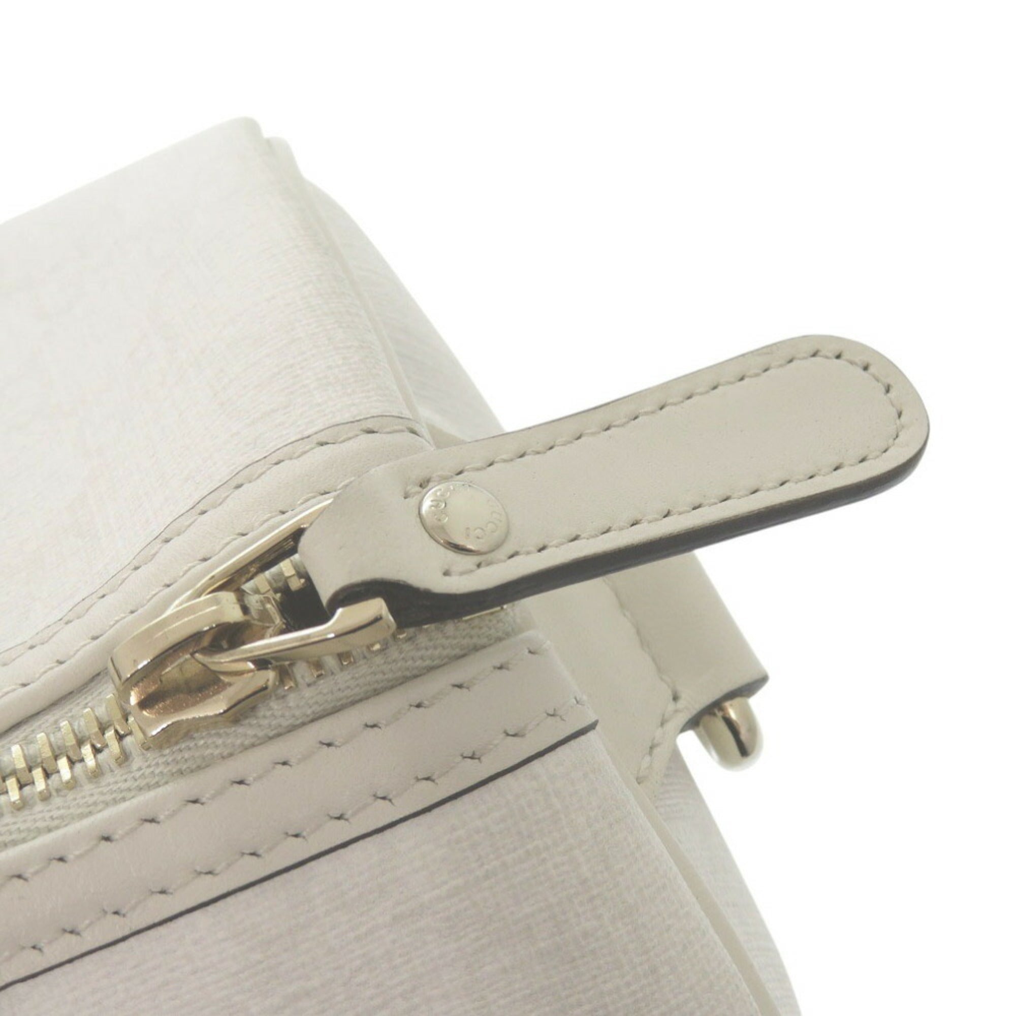 Gucci White Leather Boston Bag Handbag (Pre-Owned)