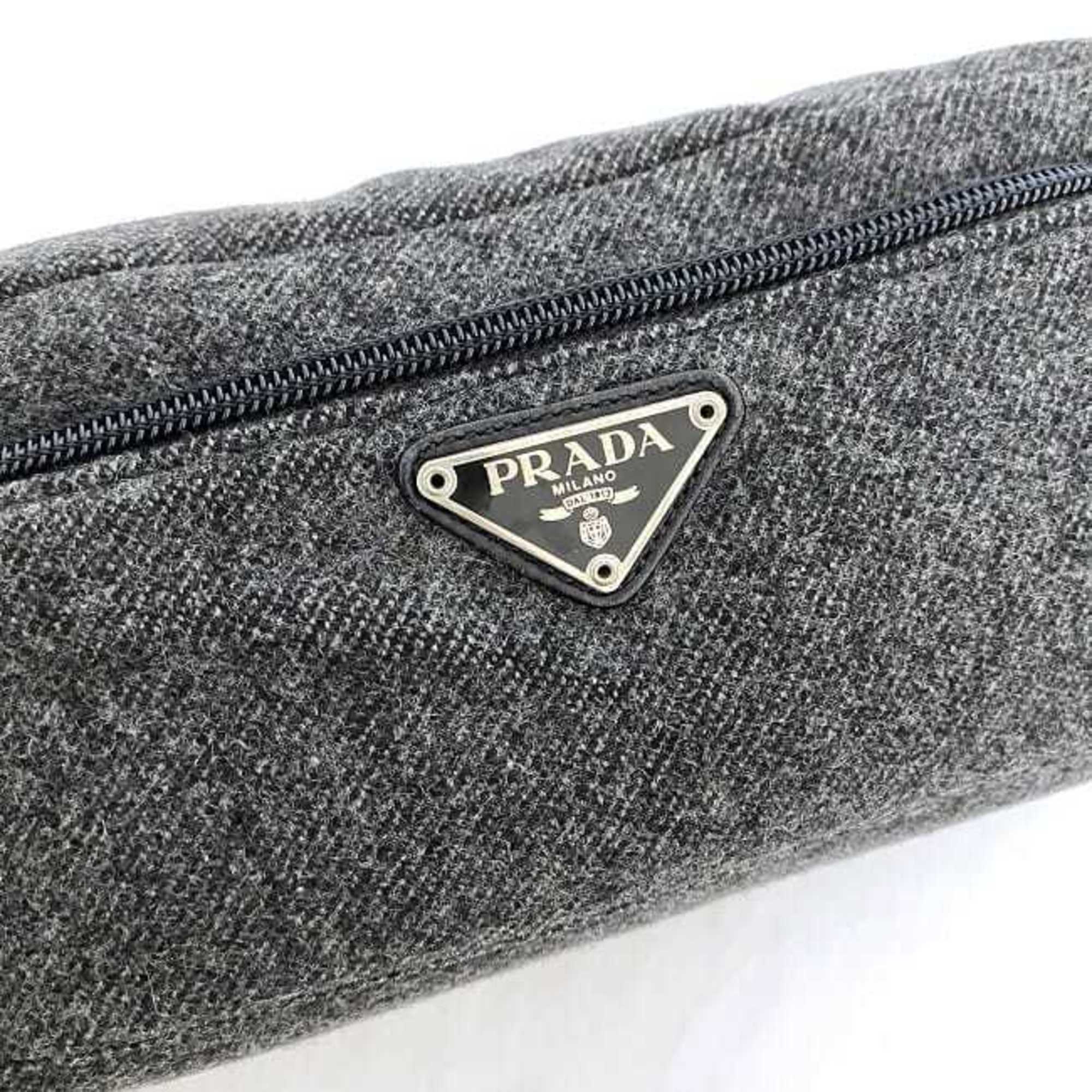 Prada Gray Tweed Wool Nylon Pouch (Pre-Owned)