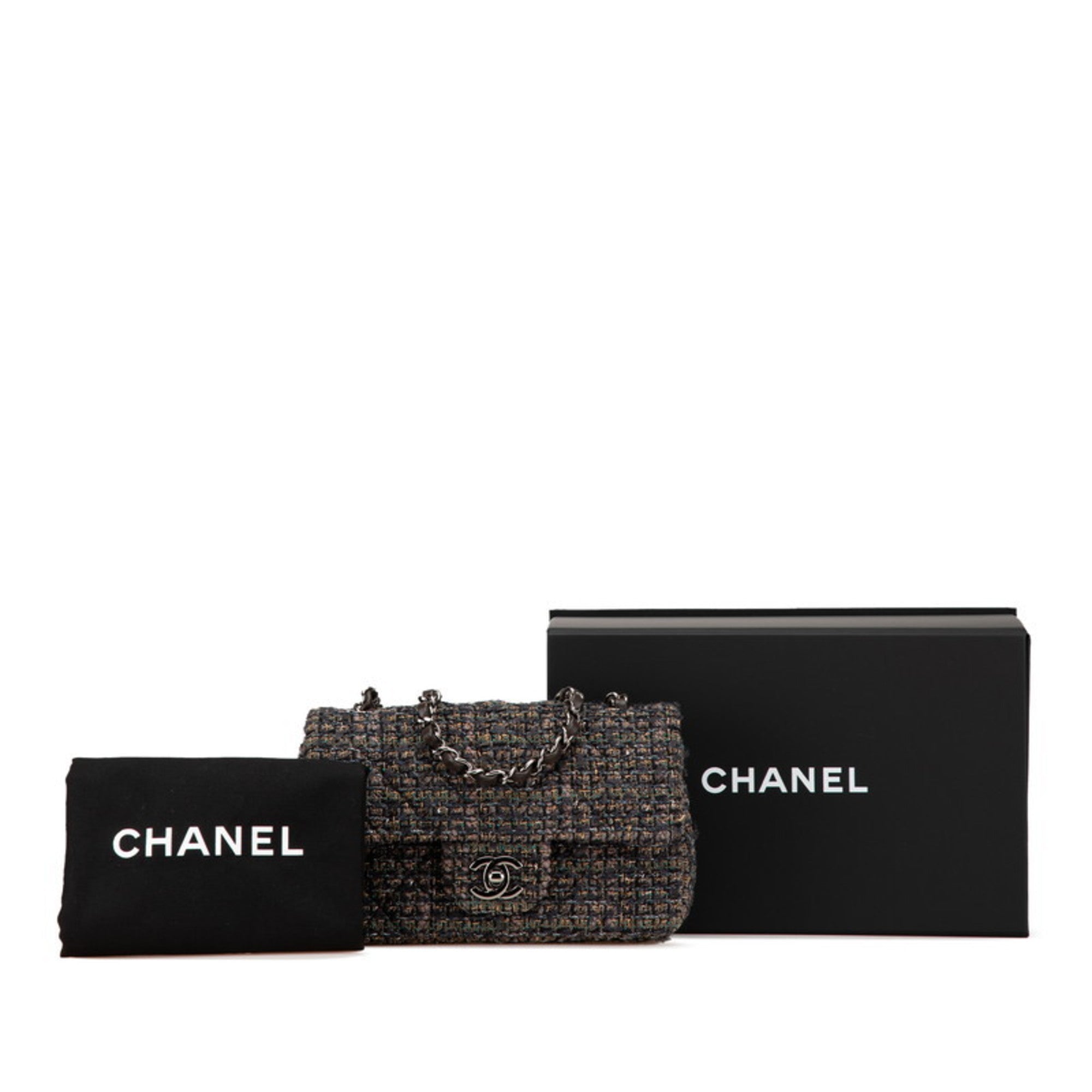 Chanel Gray Tweed Leather Shoulder Bag (Pre-Owned)