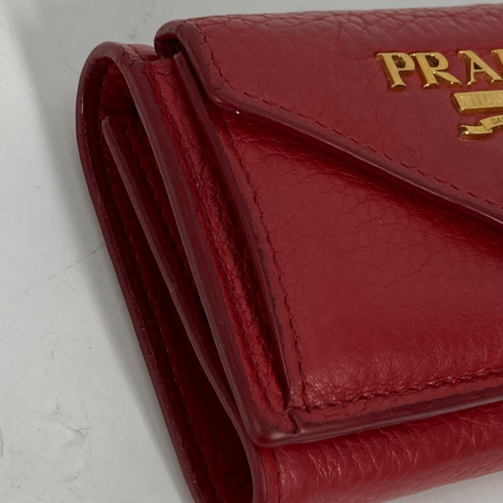 Prada Red Leather Wallet (Tri-Fold) (Pre-Owned)