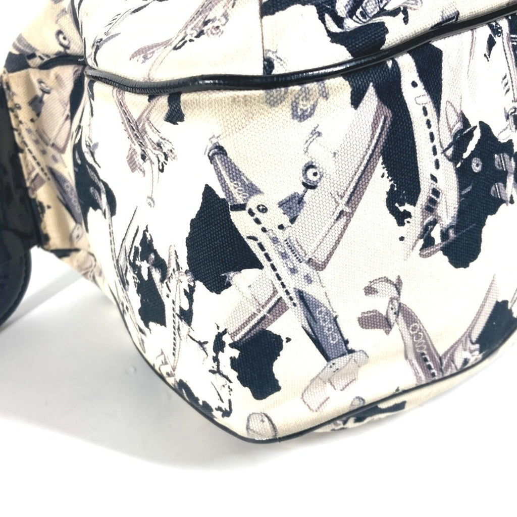 Chanel Black White Canvas Handbag (Pre-Owned)