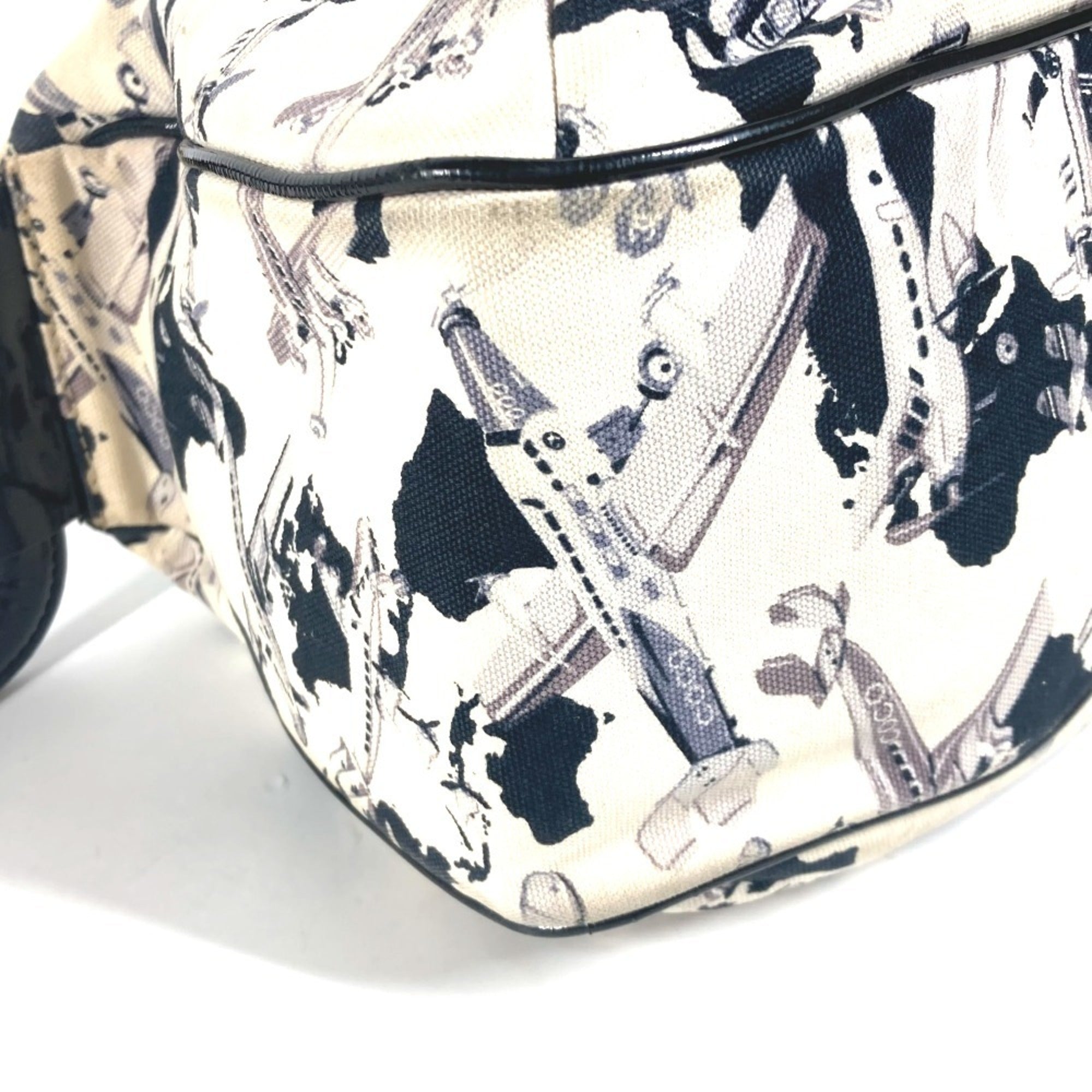 Chanel Black White Canvas Handbag (Pre-Owned)