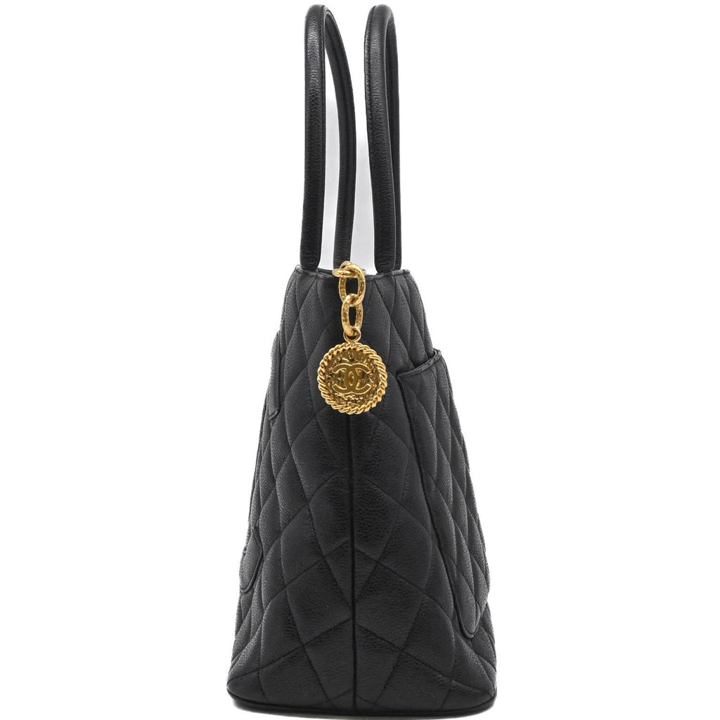 Chanel Black Grained Calfskin Handbag Tote Bag (Pre-Owned)