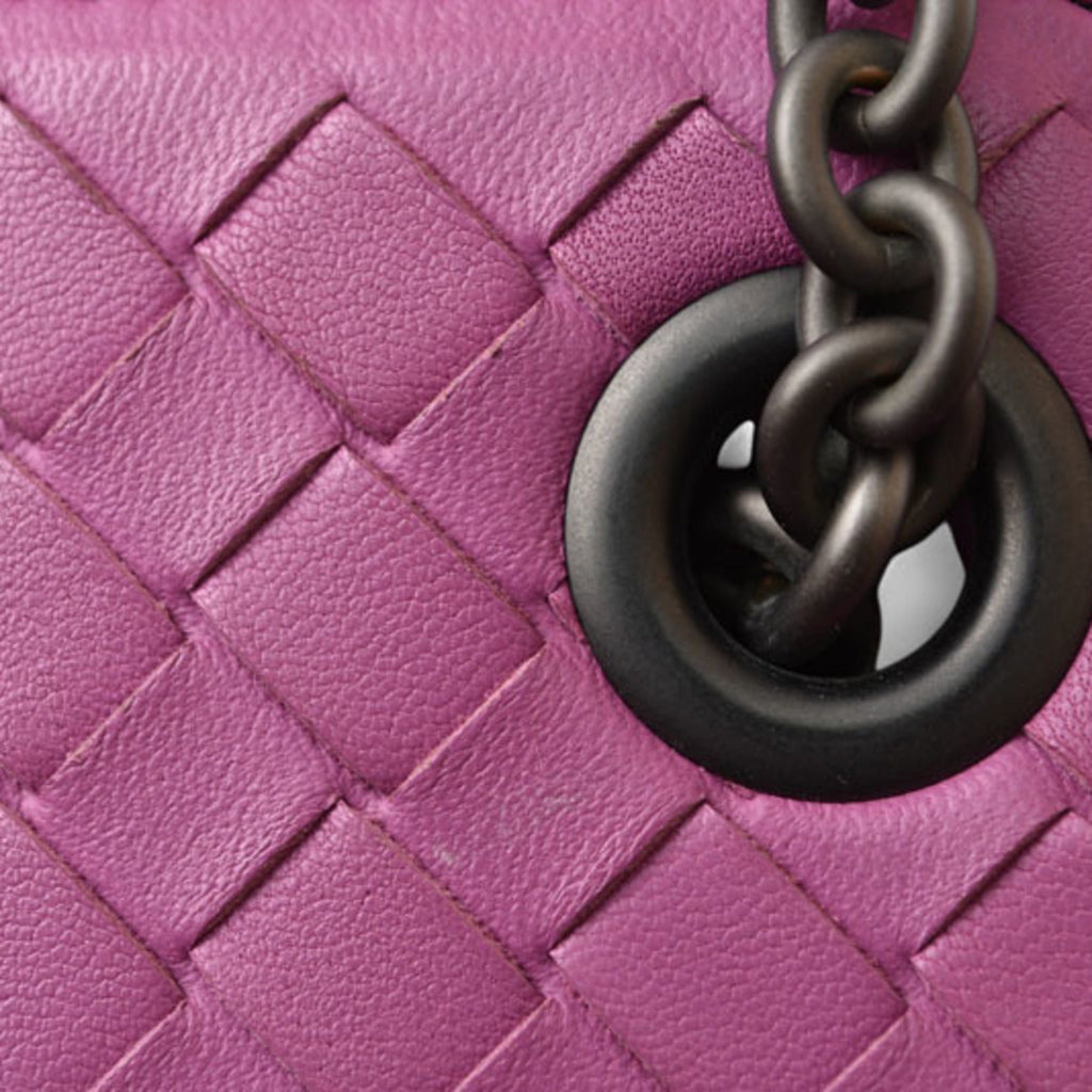Bottega Veneta Purple Leather Handbag Shoulder Bag (Pre-Owned)