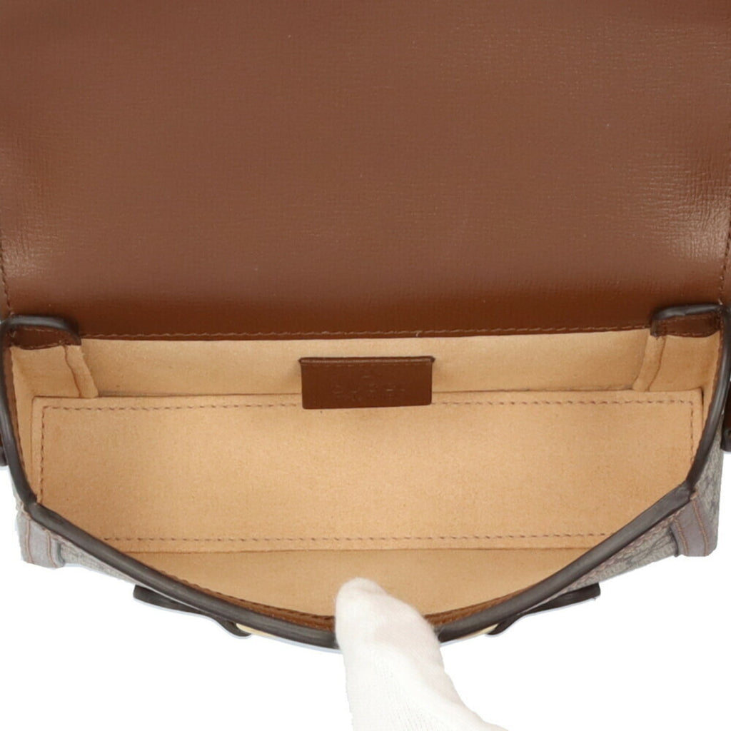 Gucci Horsebit Beige Brown Gg Supreme Shoulder Bag (Pre-Owned)