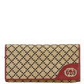 Gucci Beige Red Color Canvas Leather Long Wallet (Bi-Fold) (Pre-Owned)