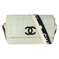 Chanel Black Off-White Leather Messenger Bag Shoulder Bag (Pre-Owned)