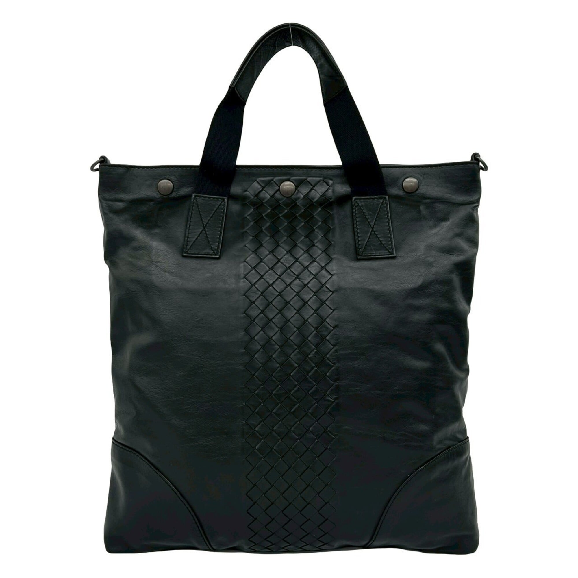 Bottega Veneta Black Leather Handbag Tote Bag (Pre-Owned)