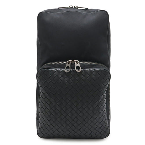 Bottega Veneta Black Nylon Canvas Leather Shoulder Bag Sling Bag (Pre-Owned)
