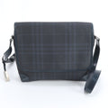 Burberry Navy Leather Nylon Messenger Bag Shoulder Bag (Pre-Owned)