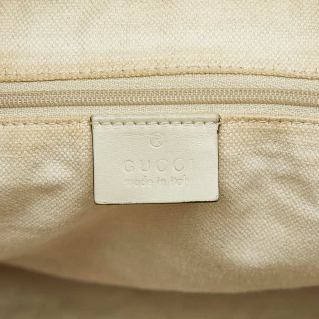 Gucci Beige Brown Canvas Leather Shoulder Bag Tote Bag (Pre-Owned)