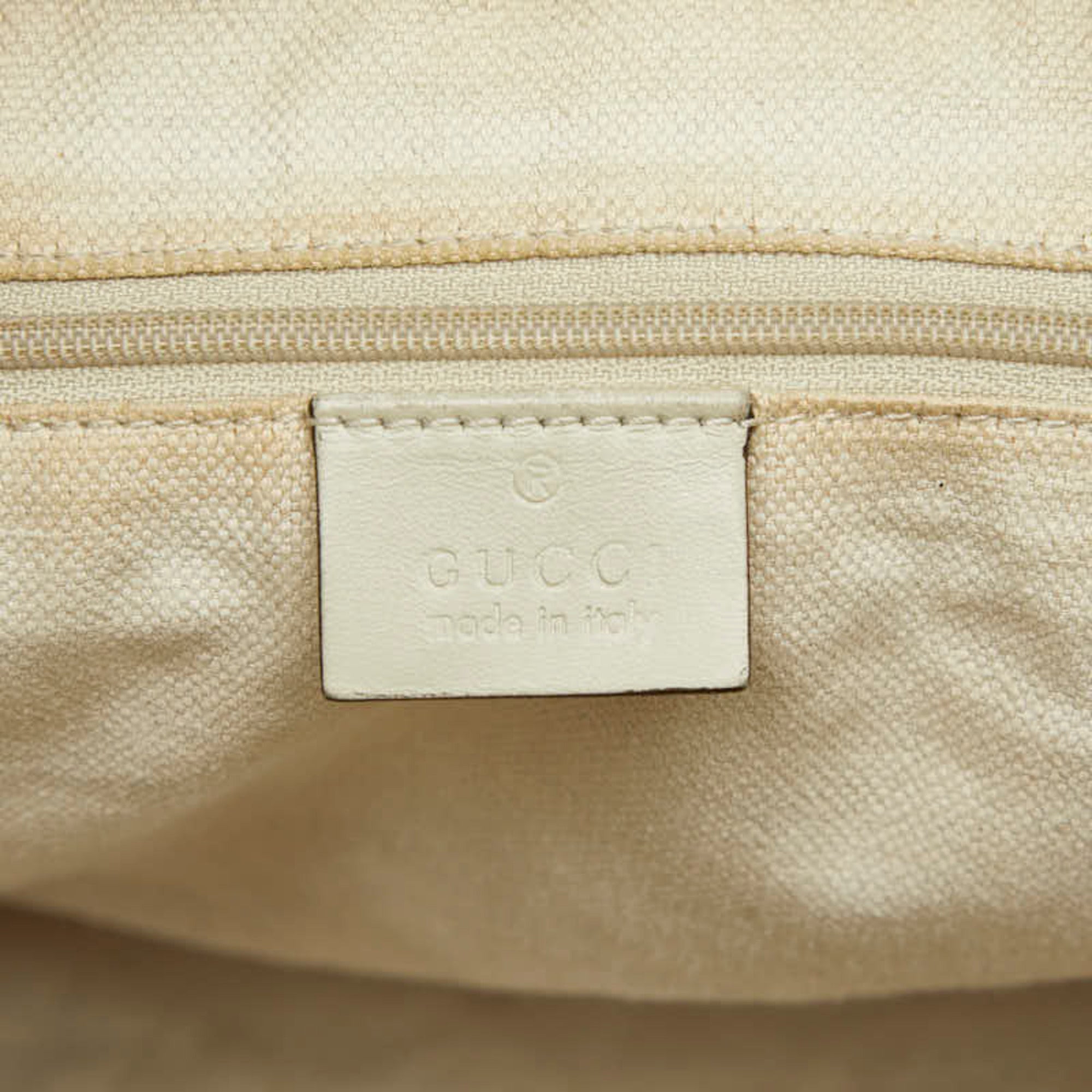Gucci Beige Brown Canvas Leather Shoulder Bag Tote Bag (Pre-Owned)