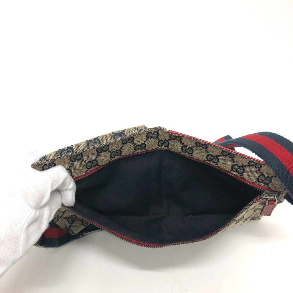 Gucci Red Color Gg Canvas Leather Fanny Pack Sling Bag (Pre-Owned)