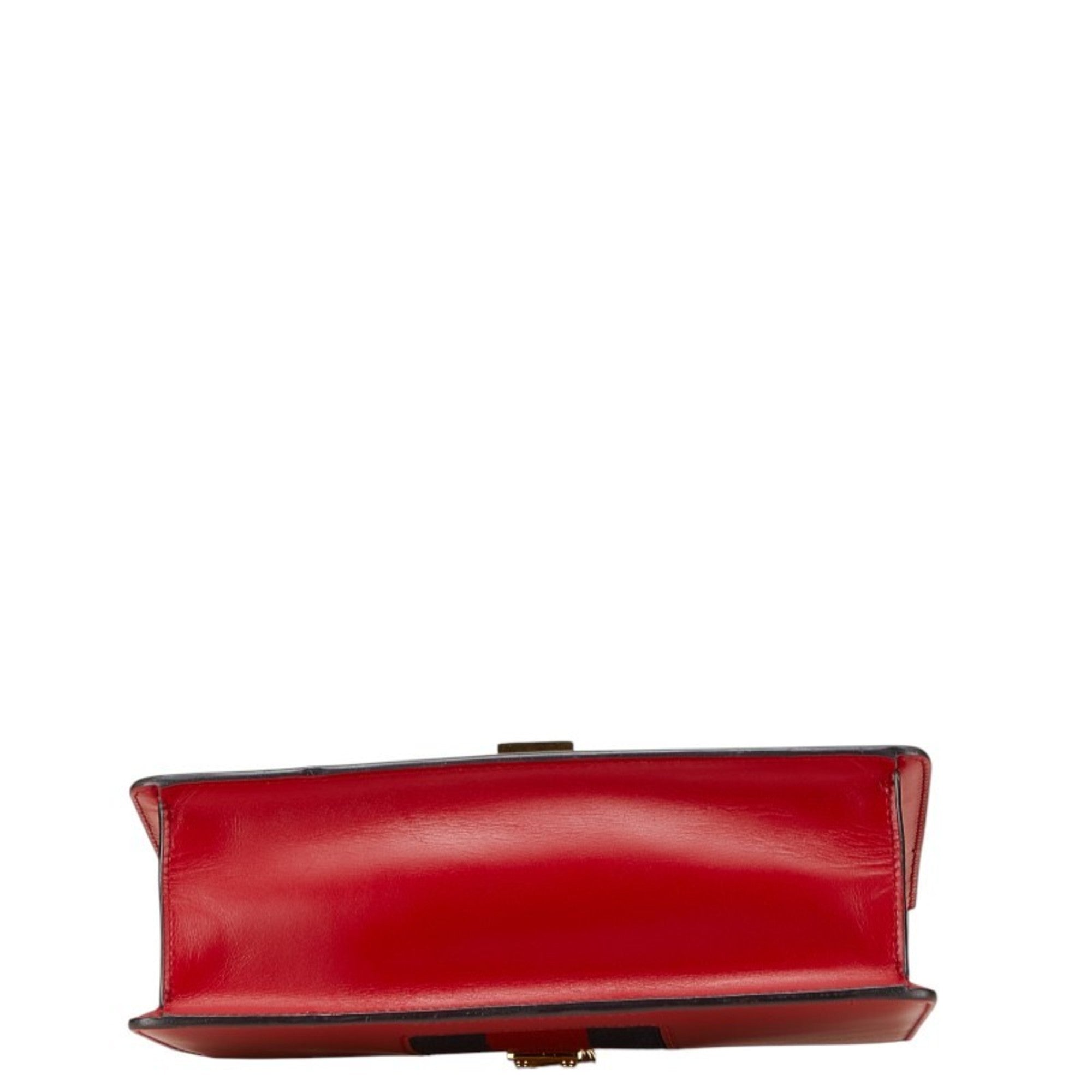 Gucci Navy Red Color Leather Shoulder Bag (Pre-Owned)