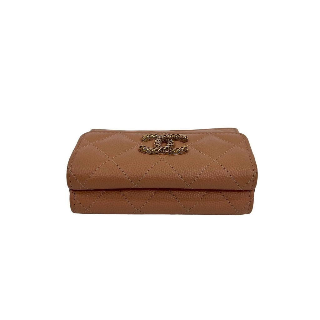 Chanel Beige Pink Grained Calfskin Wallet (Tri-Fold) (Pre-Owned)