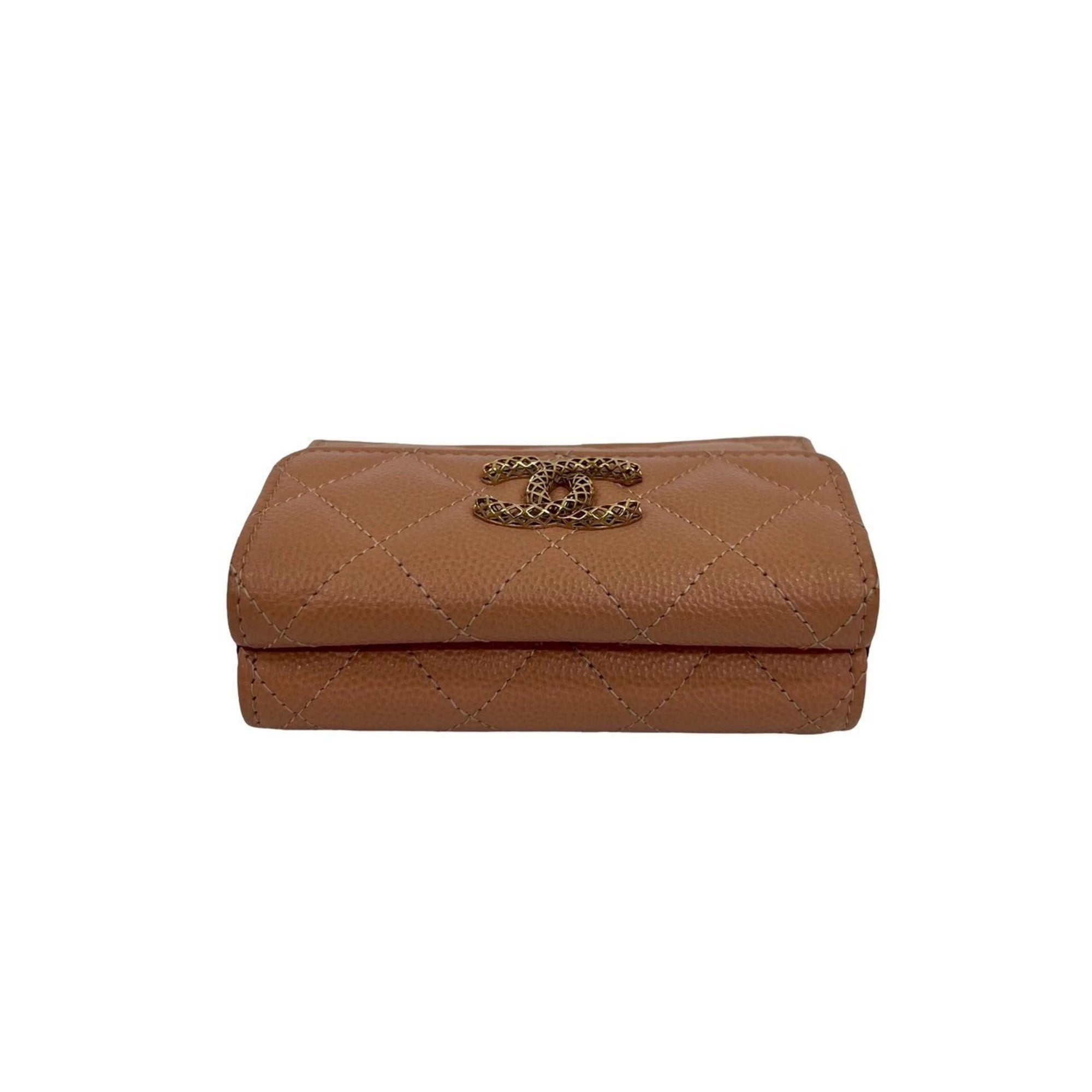 Chanel Beige Pink Grained Calfskin Wallet (Tri-Fold) (Pre-Owned)