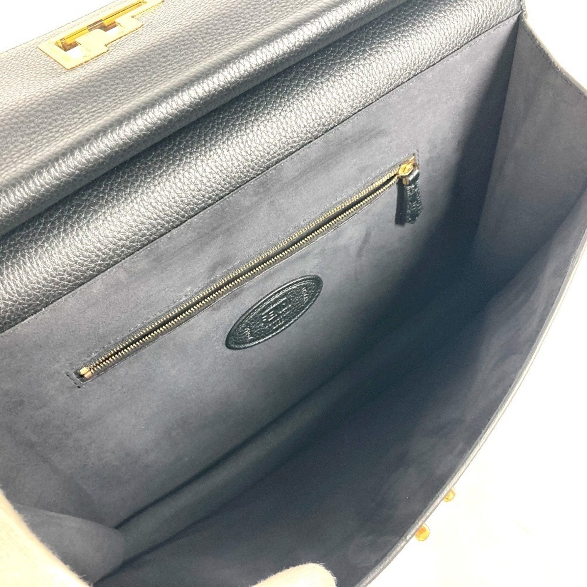 Fendi Black Leather Briefcase Handbag (Pre-Owned)