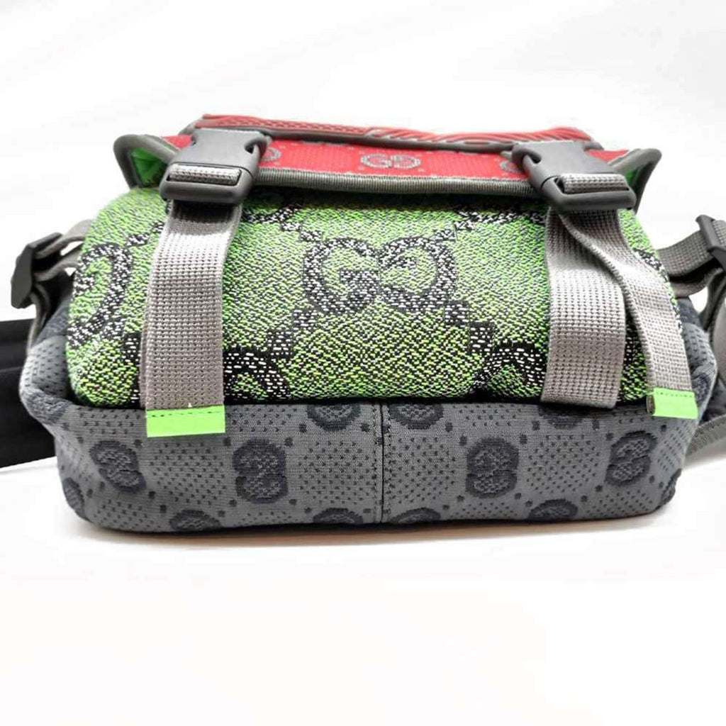 Gucci Gray Green Red Color Nylon Backpack Fanny Pack (Pre-Owned)