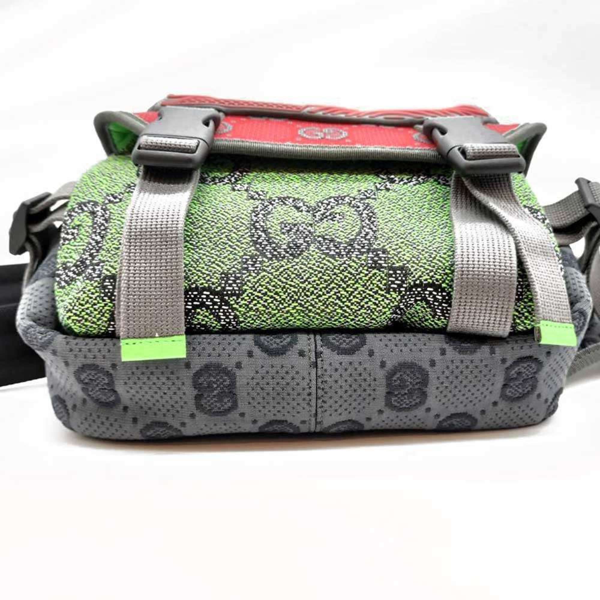 Gucci Gray Green Red Color Nylon Backpack Fanny Pack (Pre-Owned)