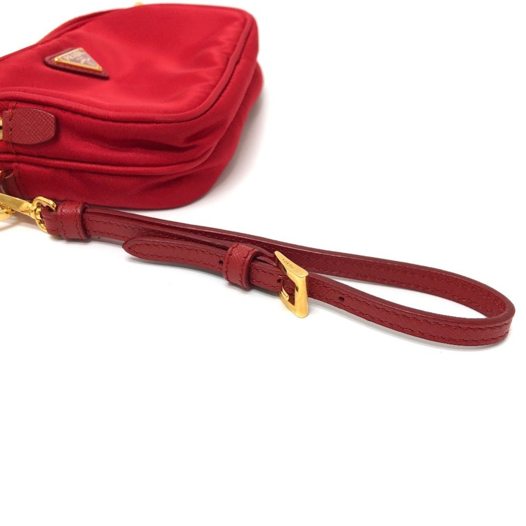 Prada Red Color Nylon Pochette Shoulder Bag (Pre-Owned)