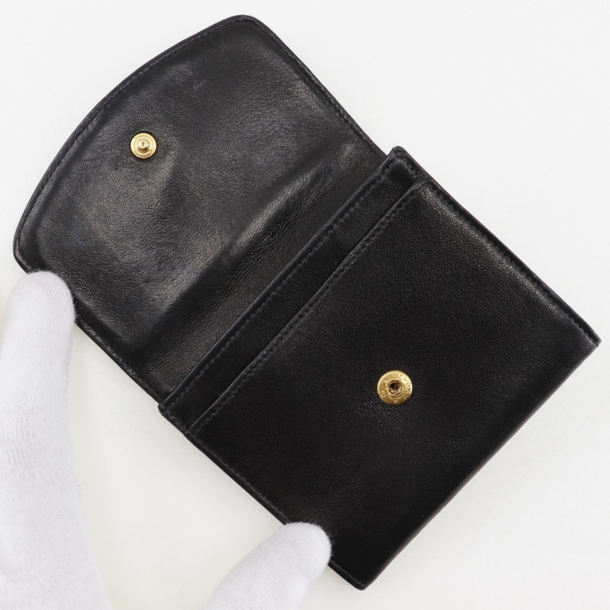 Chanel Black Leather Coin Purse/Coin Case (Pre-Owned)