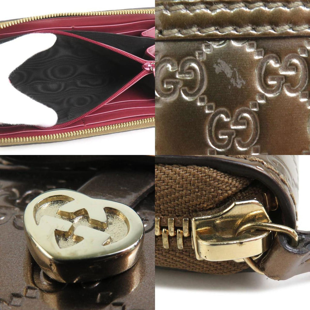 Gucci Bronze Leather Long Wallet (Bi-Fold) (Pre-Owned)