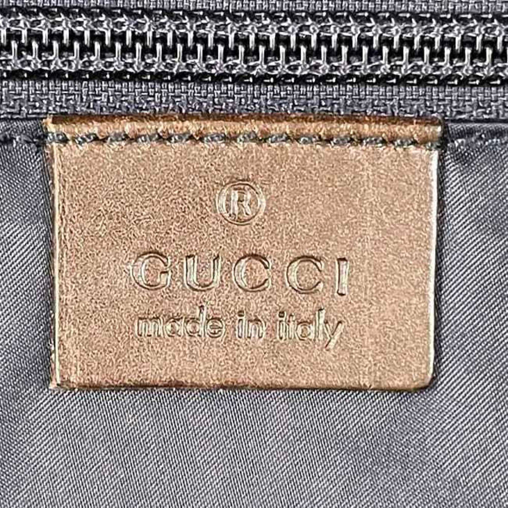 Gucci Navy Nylon Leather Tote Bag (Pre-Owned)