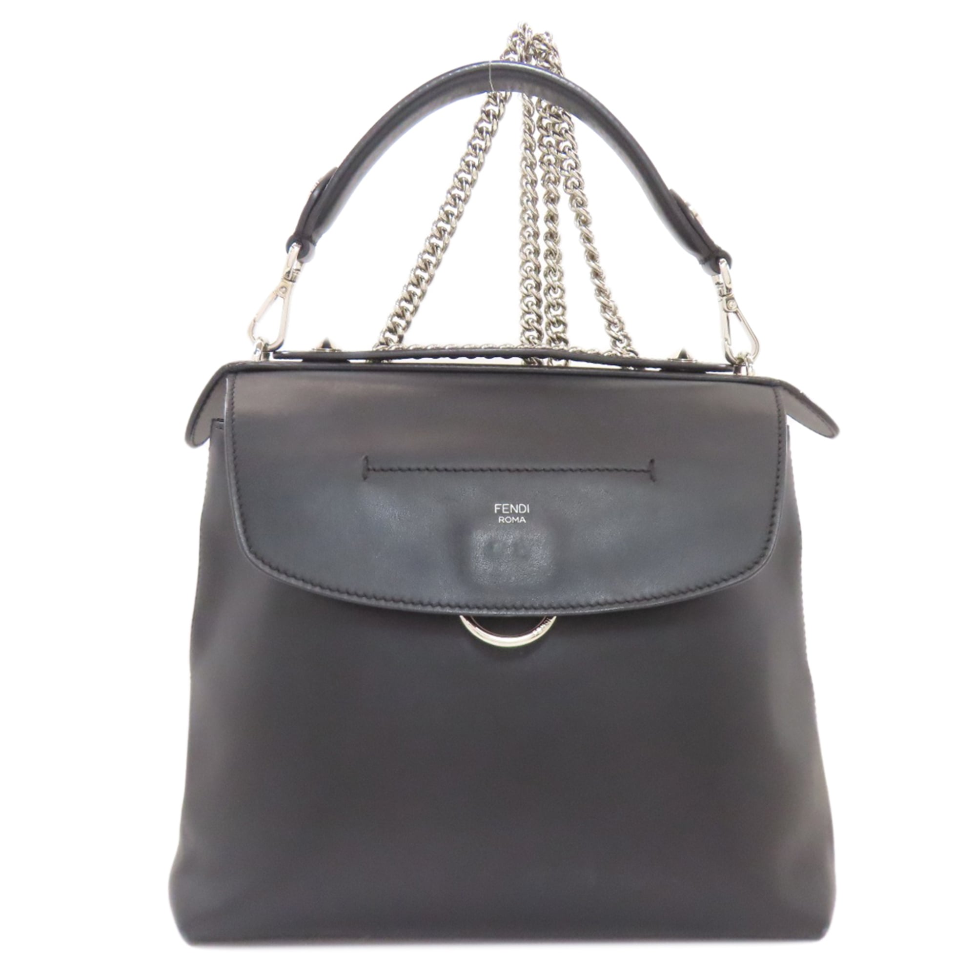 Fendi Black Leather Backpack (Pre-Owned)