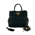 Prada Black Nylon Leather Handbag Shoulder Bag Tote Bag (Pre-Owned)