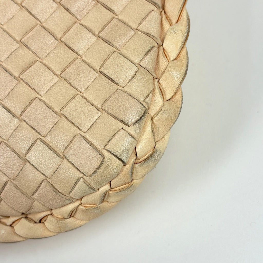 Bottega Veneta Intrecciato Light Beige Leather Handbag Shoulder Bag (Pre-Owned)