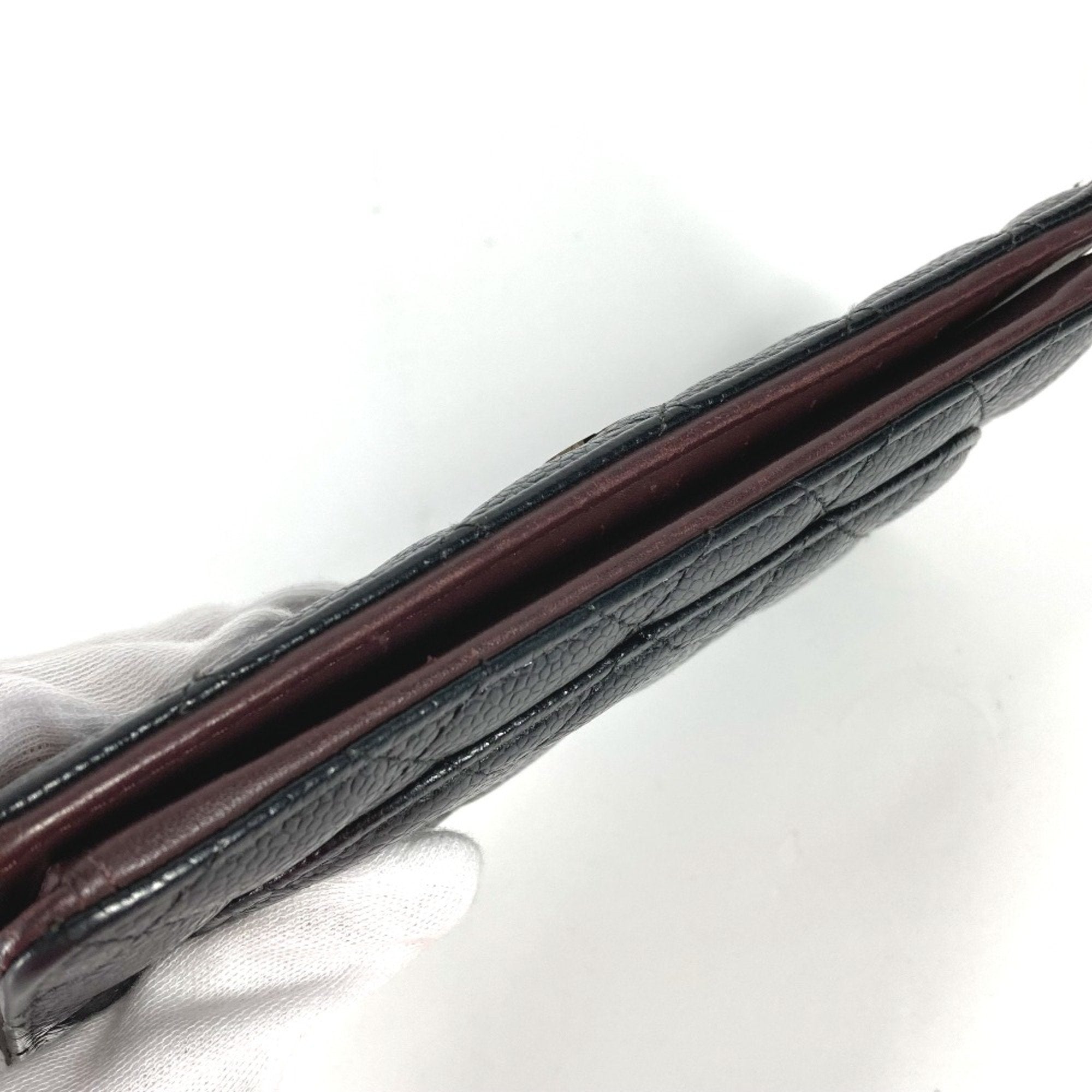 Chanel Black Leather Long Wallet (Bi-Fold) (Pre-Owned)