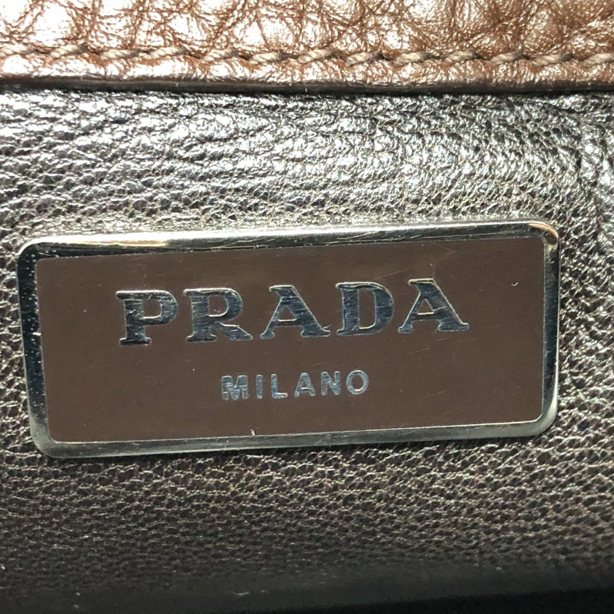 Prada Beige Brown Leather Shoulder Bag (Pre-Owned)