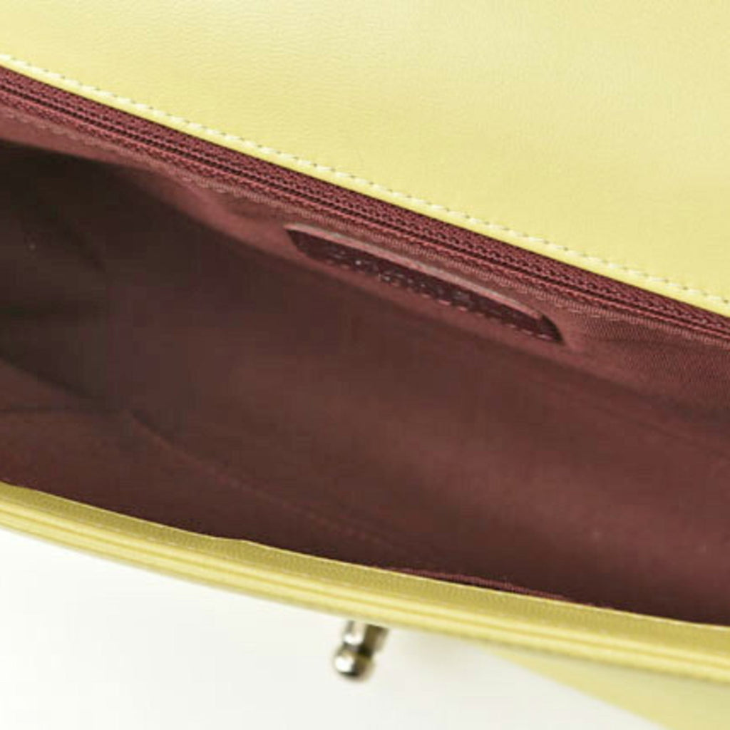 Chanel Yellow Leather Clutch Bag Shoulder Bag (Pre-Owned)