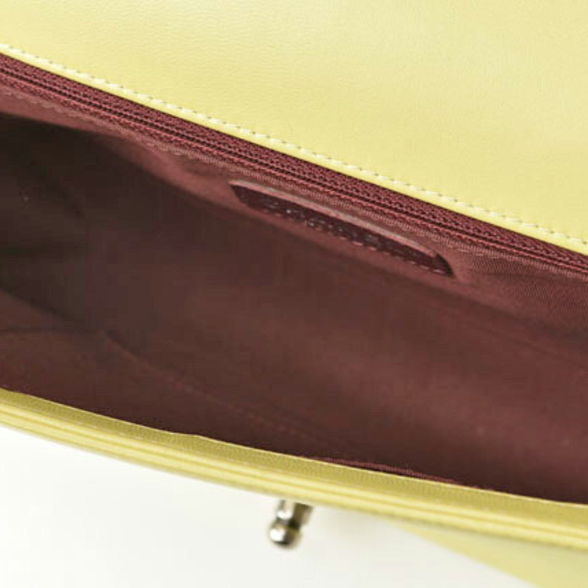 Chanel Yellow Leather Clutch Bag Shoulder Bag (Pre-Owned)