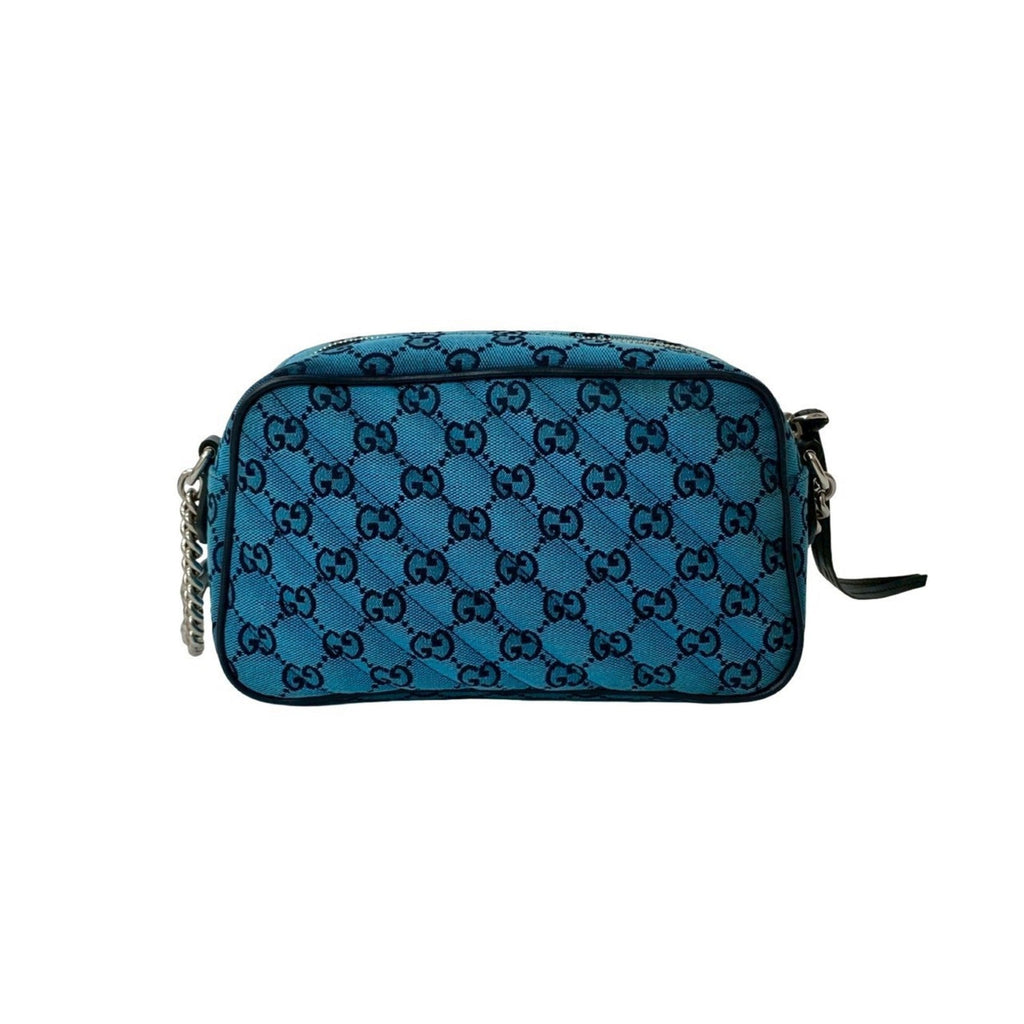 Gucci Blue Navy Canvas Leather Pochette Shoulder Bag (Pre-Owned)