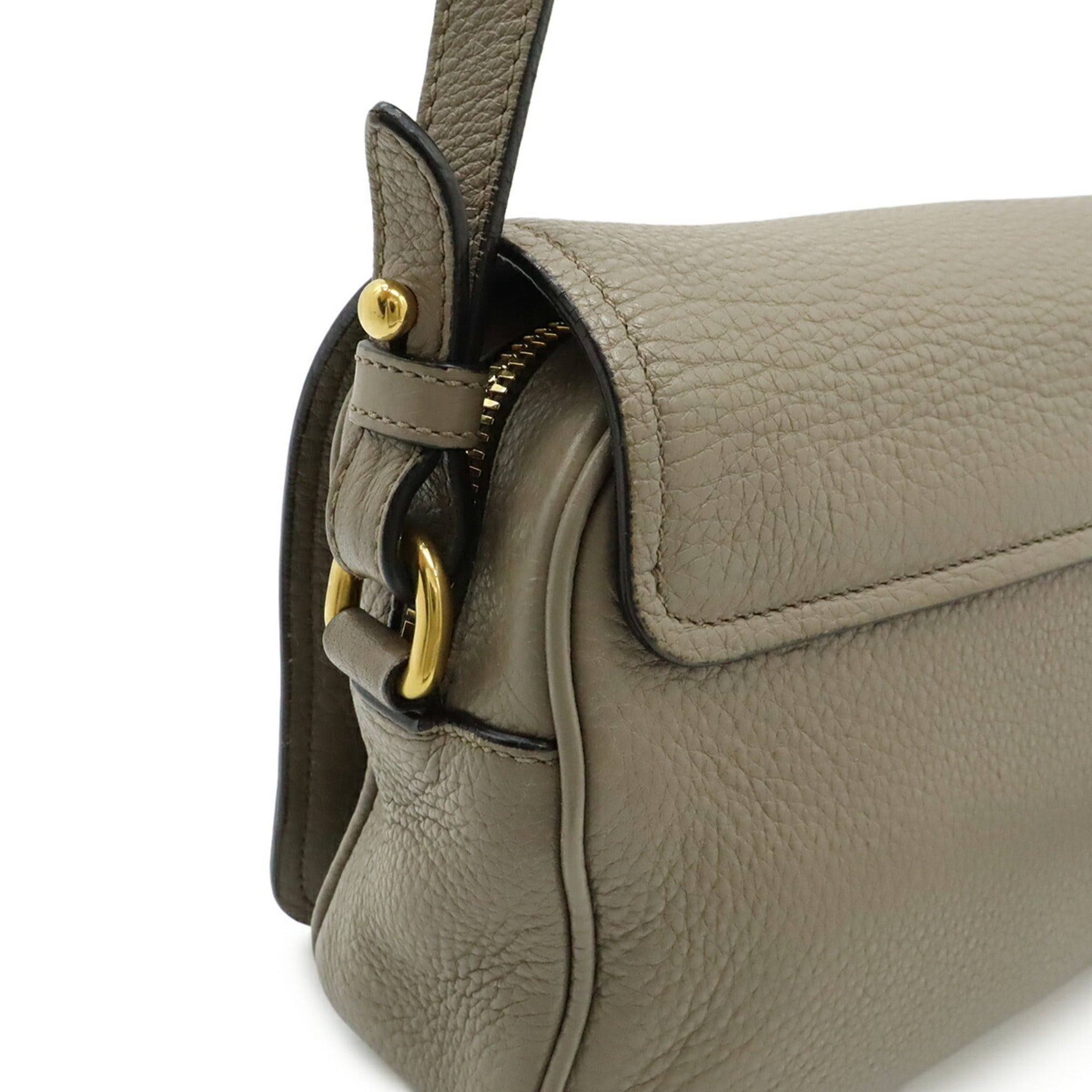 Prada Gray Leather Pochette Shoulder Bag (Pre-Owned)