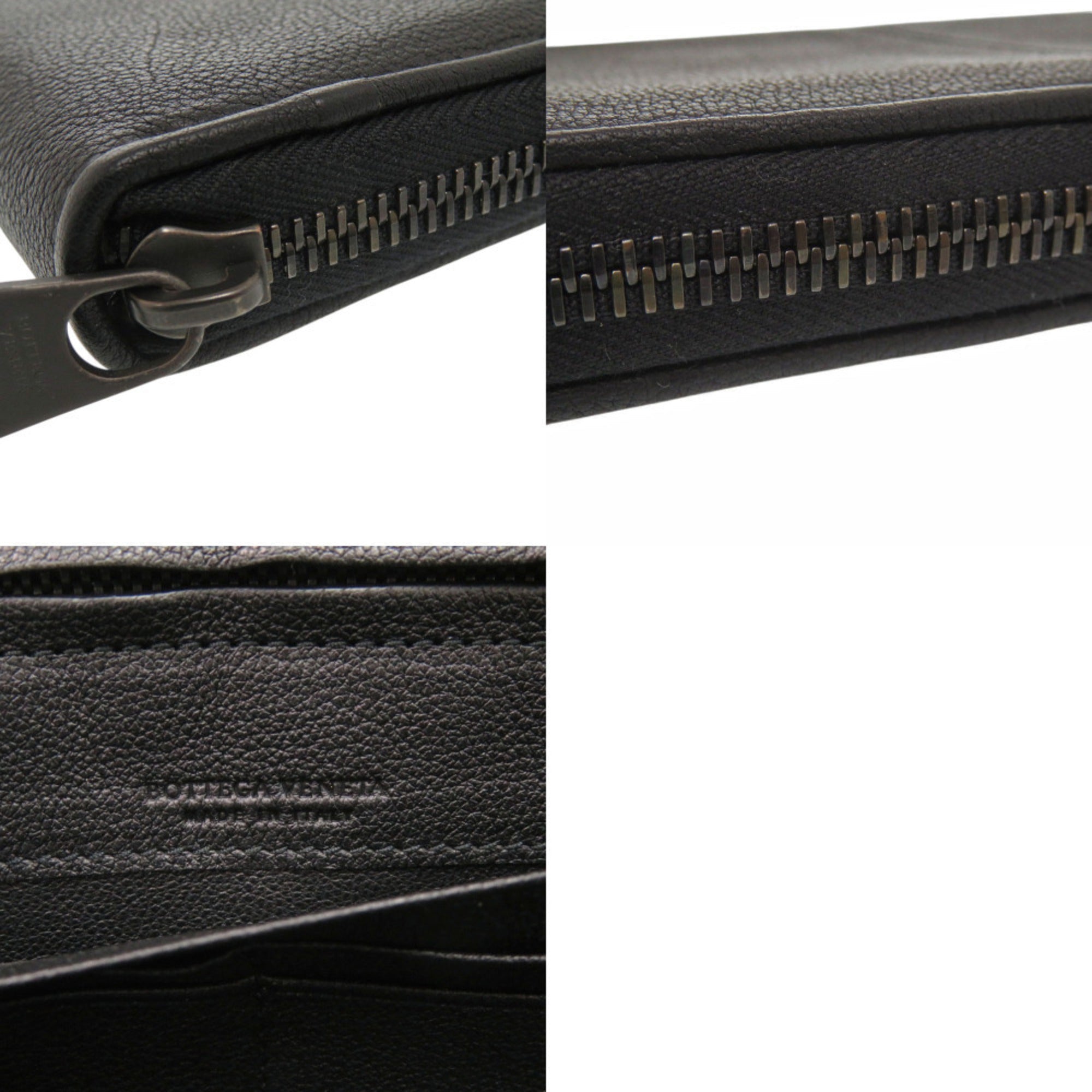 Bottega Veneta Black Leather Long Wallet (Bi-Fold) (Pre-Owned)